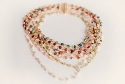 Gemstone Rosary Choker Necklace