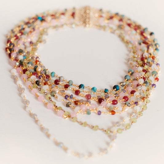 Magnetic Gemstone Necklace Gold