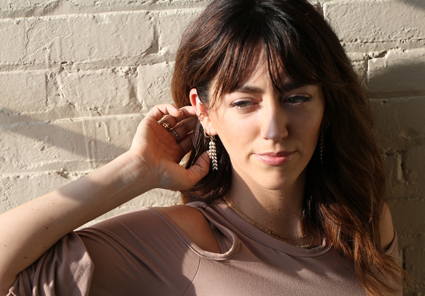 Enamel Chevron Earrings 14k Goldfill