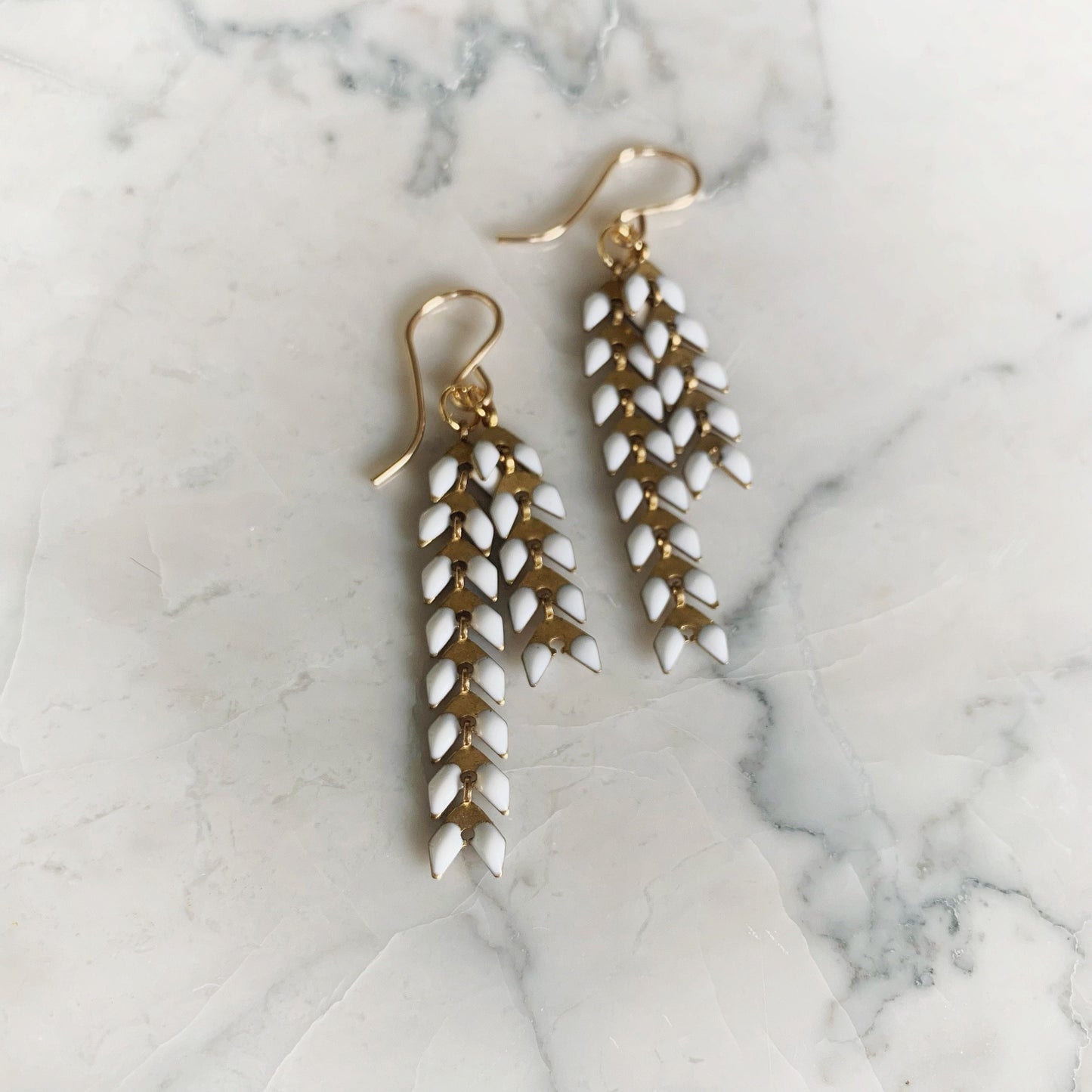 Enamel Chevron Earrings 14k Goldfill