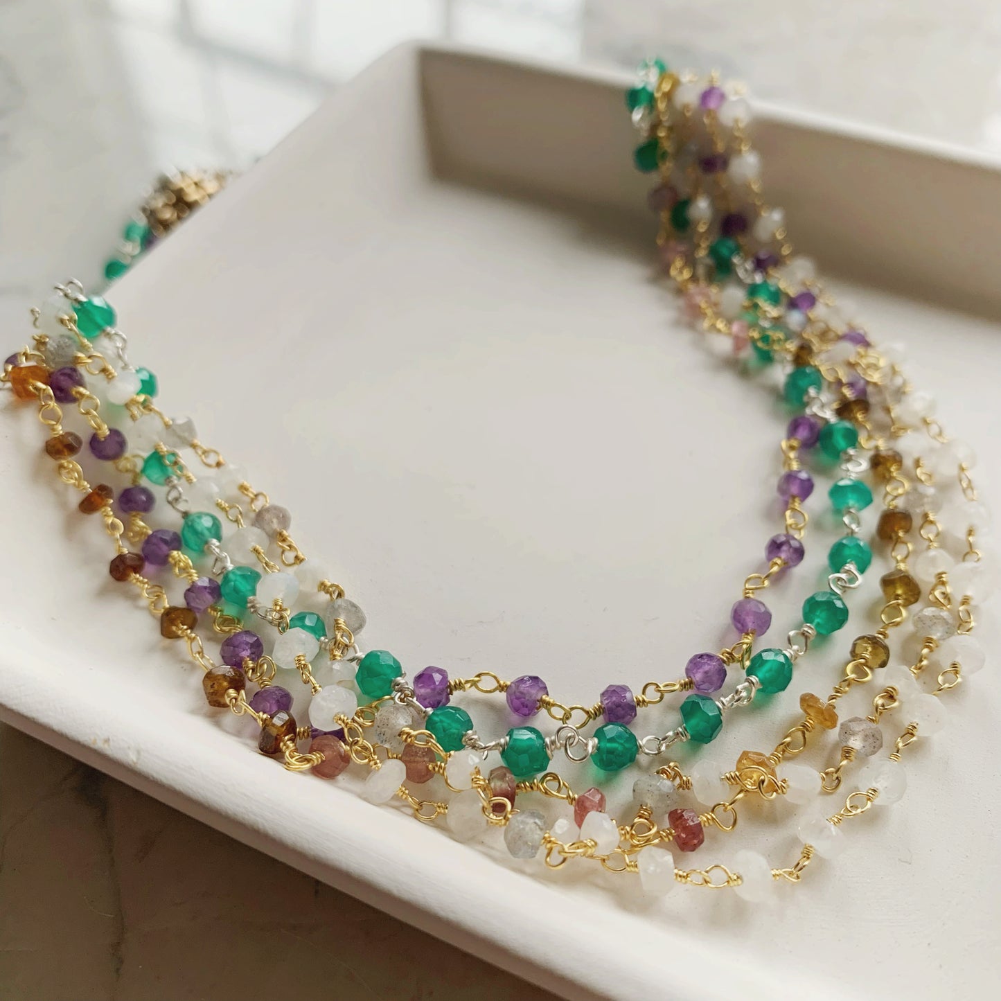 Gemstone Rosary Choker Necklace