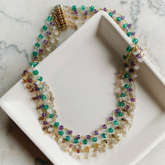 Gemstone Rosary Choker Necklace