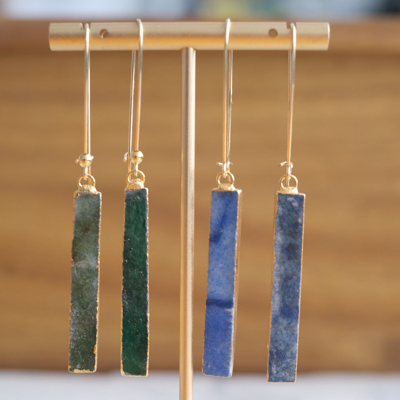 Gemstone Bar Earrings