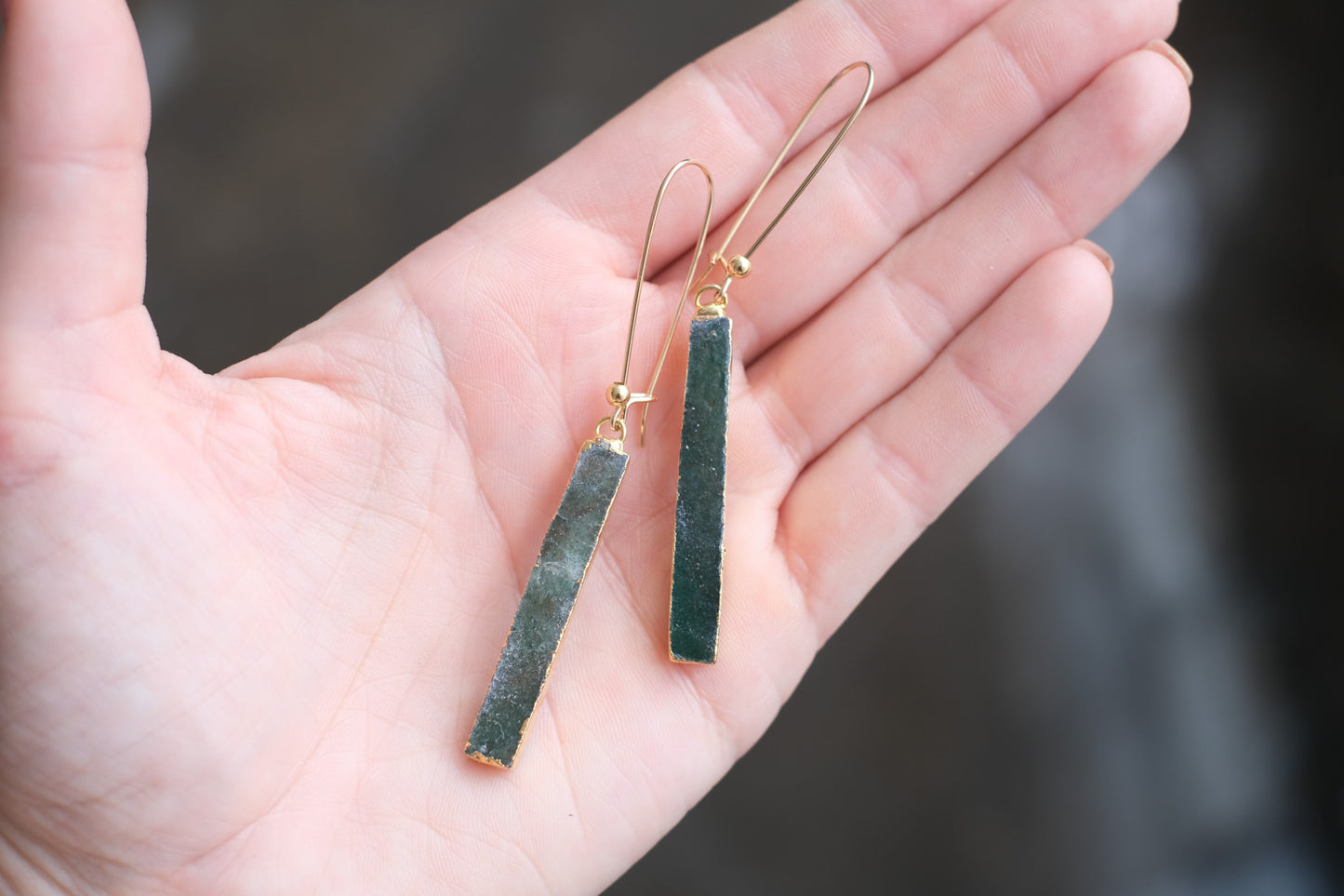 Gemstone Bar Earrings