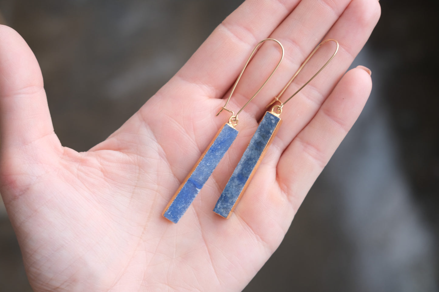 Gemstone Bar Earrings