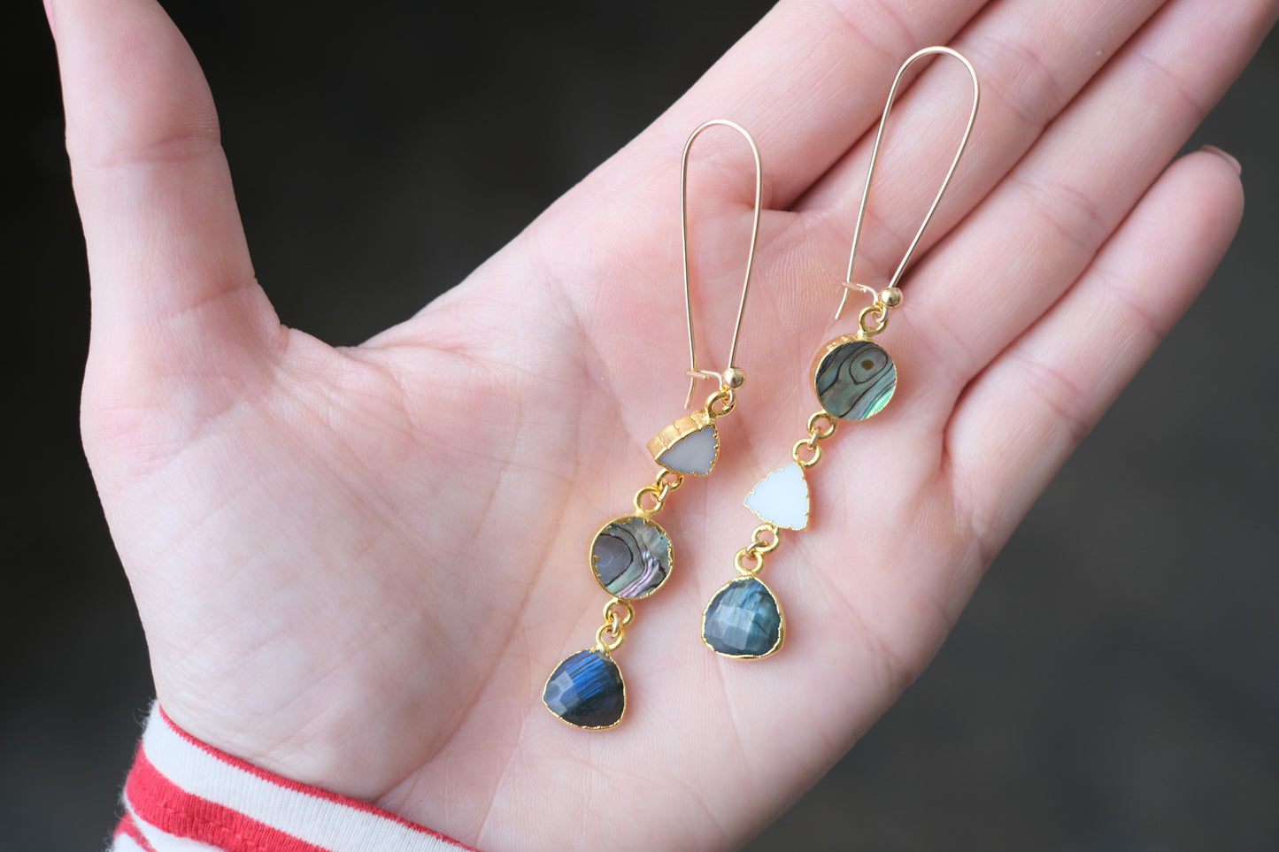 Mixed Stone Trio Earrings