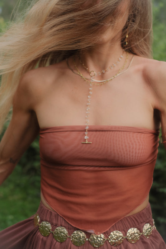 Half Quartz Toggle Neckalce