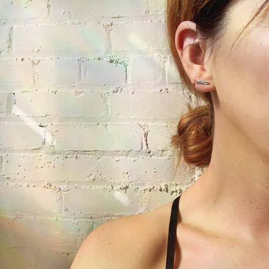 Flower Bar Studs in Sterling Silver