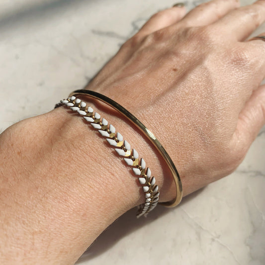 Enamel Chevron Chain Brass Bangle