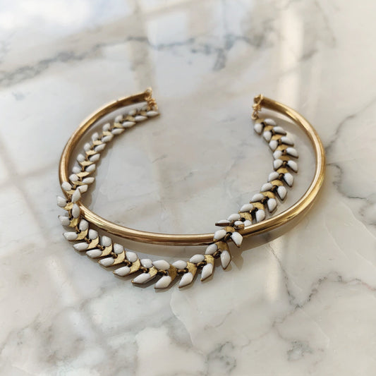 Enamel Chevron Chain Brass Bangle