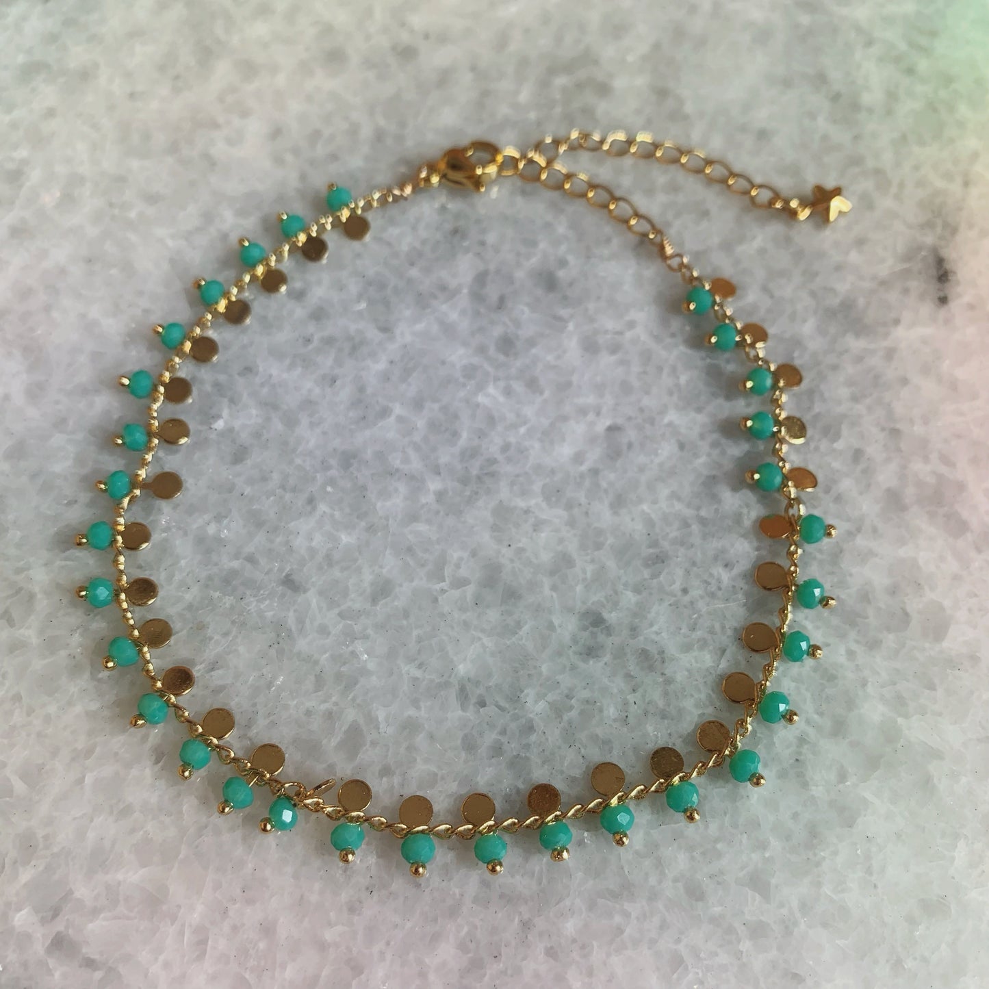 Green and Gold Ankle Bracelet