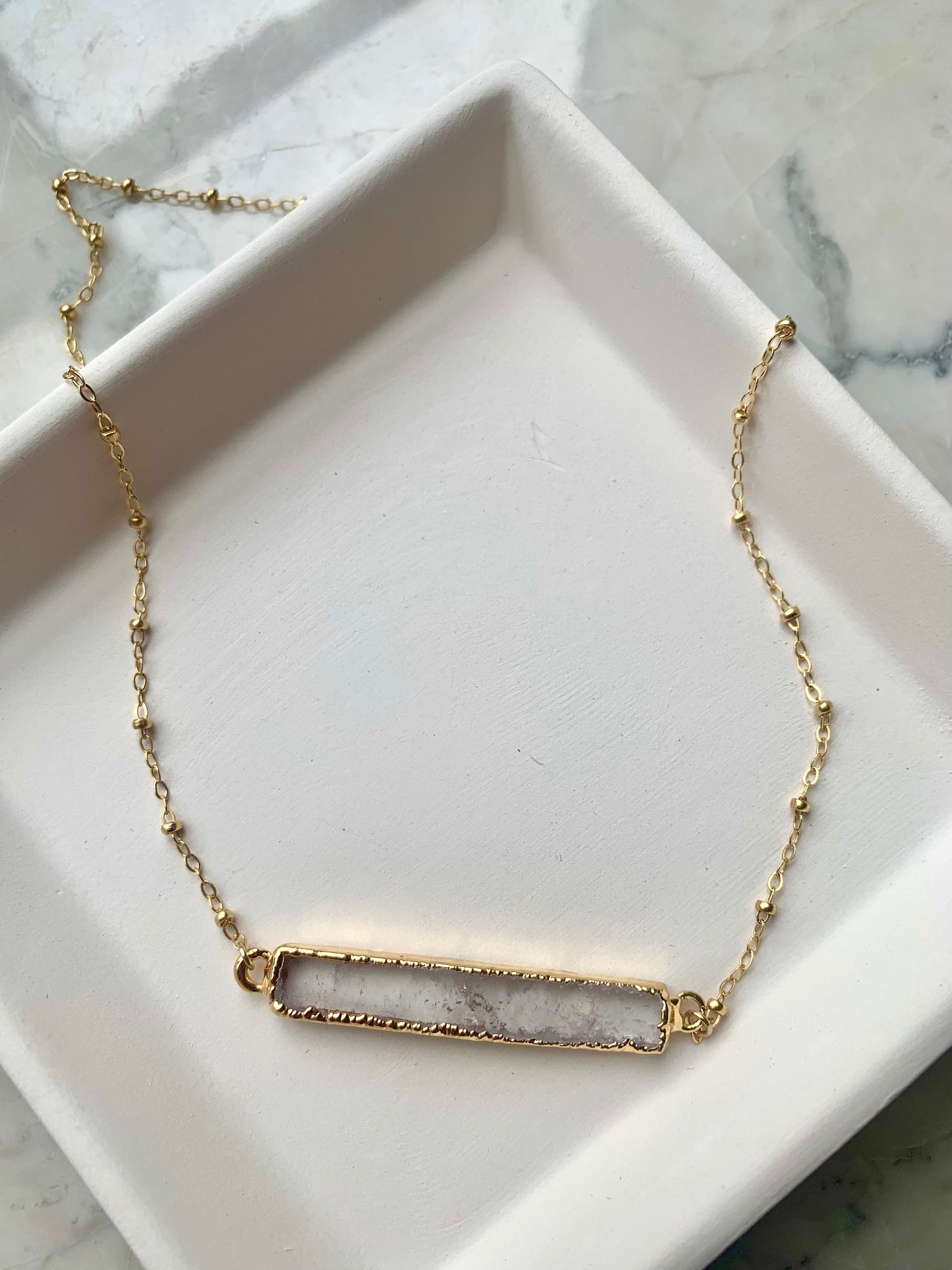 Quartz Bar Gold Necklace