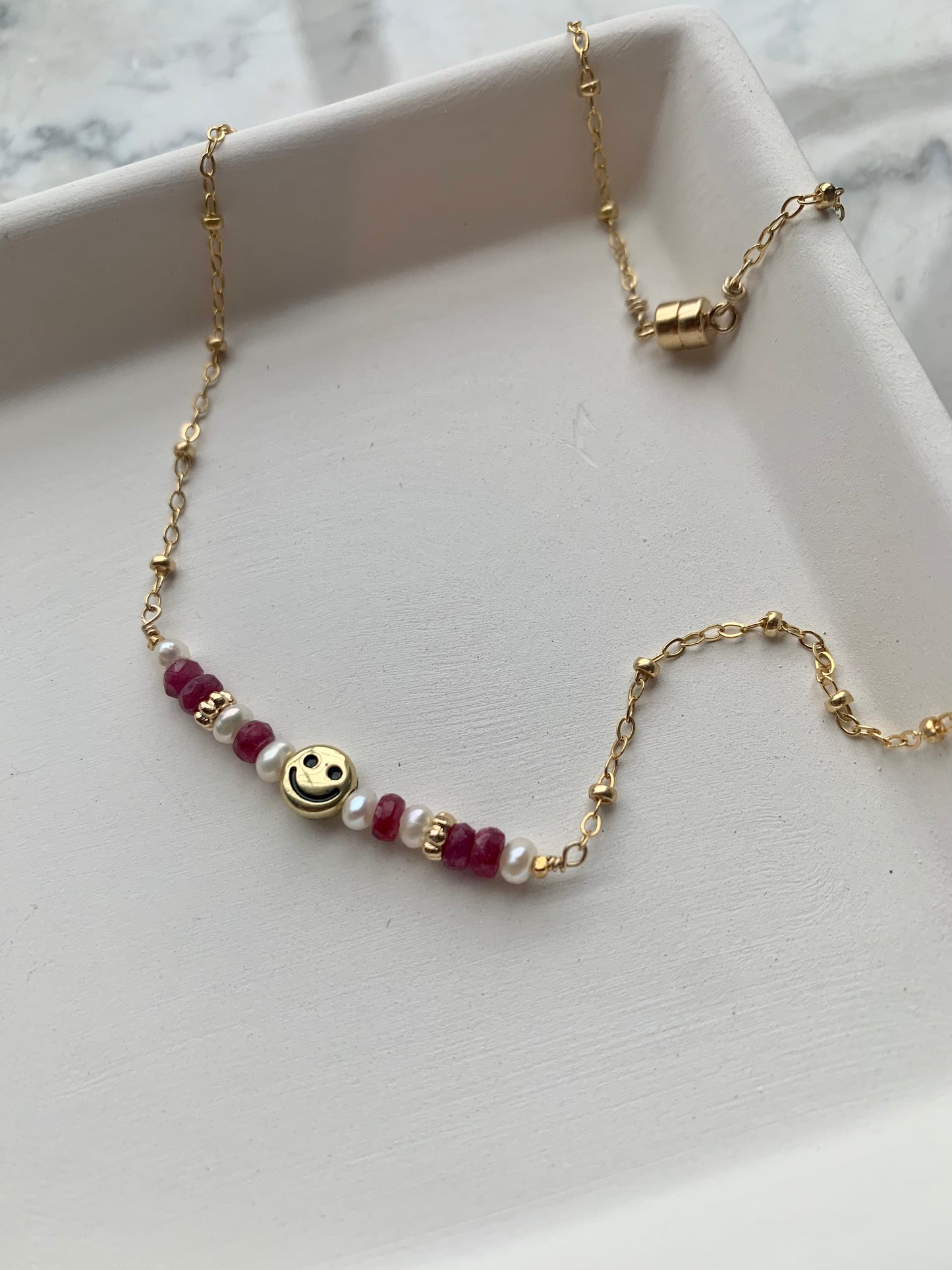 Gold Smile Gemstone Necklace