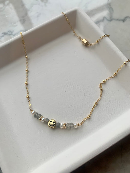 Gold Smile Gemstone Necklace